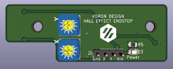 Voron 2.4 XY Hall Effect Endswitch PCB render (back)