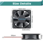 GDStime GDA1238 24V 120x120x38mm fan dimensions