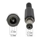 5.5x2.1mm DC Power Male Female Socket Adapter dimensions