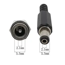 5.5x2.1mm DC Power Male Female Socket Adapter dimensions