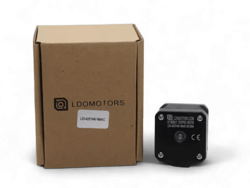 ldo-stepper-motor-nema-17-42sth48-1684ac next to box