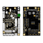 EMU SLB CAD Front and back views of the SoloLaneBoard V1.0 control board designed for EMU, showing component layout and pin labels