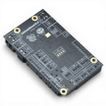 EMU SLB bottom view SoloLaneBoard V1.0 microcontroller board designed for EMU, featuring multiple GPIO pins, CAN bus, SPI, I2C, and motor control connectors