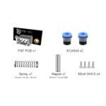 PSF parts Kit contents: PSF PCB x1, ECAS04 x2, Spring x1 (0.4mm × 6mm × 25mm), Magnet x1 (D4mm × 15mm N35), M2x6 SHCS x4