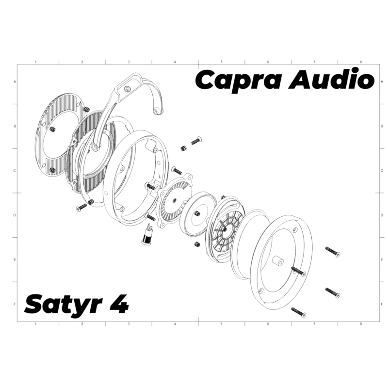 Capra Audio Satyr 4 headphone exploded diagram showing all internal components and assembly layers