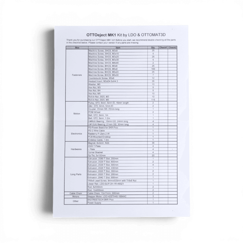 LDO OttoEject Kit MK1 Checklist